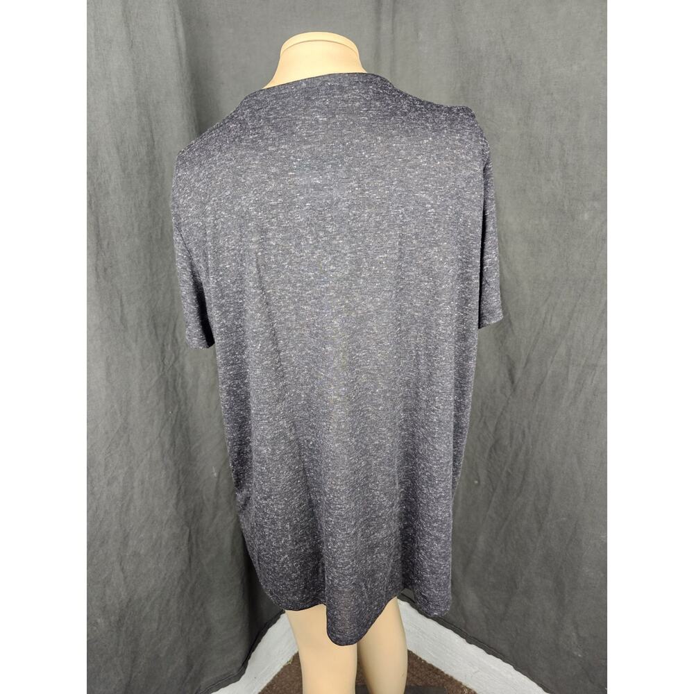 Ella Moss NWT V-Neck Lace Trim Top Short Sleeve Linen Blend Knit Blouse XL - Picture 3 of 9